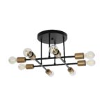 GLOBOSTAR® BLAZEA 201-0064 Vintage Φωτιστικό Οροφής με Ντουί 8 x E27 AC 220-240V IP20 - Χρυσό & Μαύρο - Μ51 x Π51 x Υ7cm - Image 2