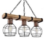 GLOBOSTAR® STARLO 201-0006 Vintage Κρεμαστό Φωτιστικό Οροφής με Ντουί 3 x E27 AC 220-240V IP20 - Μπεζ & Μαύρο - Μ50 x Π16 x Υ23cm - Image 2