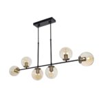 GLOBOSTAR® LATTICE 203-0016 Μοντέρνο Φωτιστικό Οροφής με Ντουί 6 x E27 AC 220-240V IP20 - Μαύρο & Μπρούτζινο - Μ120 x Π15 x Υ32cm - Image 2