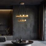 kelvo® VENOM 61187 Μοντέρνο Κρεμαστό Φωτιστικό Οροφής LED 75W 8818lm 120° AC 220-240V IP20 Ρυθμιζόμενο Λευκό CCT με Χειριστήριο από 2700K έως 6000K Dimmable - Lumileds SMD Chip - Χρυσό Βούρτσας - Μ60 x Π60 x Υ40cm - 3 Χρόνια Εγγύηση