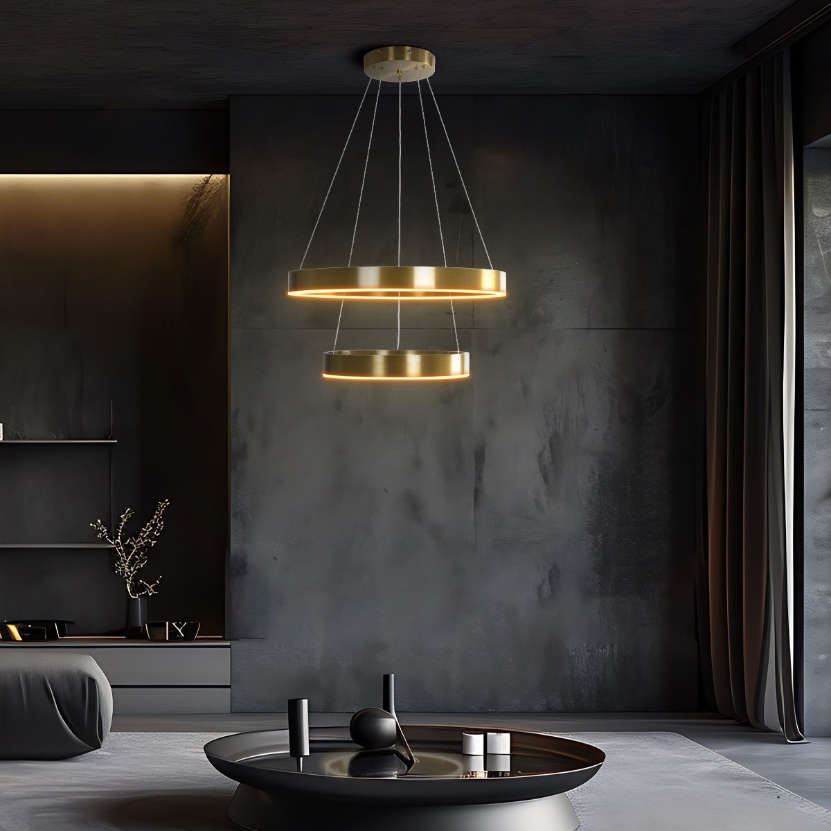 c83f06_61187_1 kelvo® VENOM 61187 Μοντέρνο Κρεμαστό Φωτιστικό Οροφής LED 75W 8818lm 120° AC 220-240V IP20 Ρυθμιζόμενο Λευκό CCT με Χειριστήριο από 2700K έως 6000K Dimmable - Lumileds SMD Chip - Χρυσό Βούρτσας - Μ60 x Π60 x Υ40cm - 3 Χρόνια Εγγύηση - Image 1