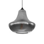 GLOBOSTAR® VERRE 206-0021 Μοντέρνο Κρεμαστό Φωτιστικό Οροφής με Ντουί 1 x E27 AC 220-240V IP20 - Μαύρο Φιμέ - Μ38 x Π38 x Υ34cm - Image 2