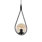 GLOBOSTAR® DROP 201-0016 Vintage Κρεμαστό Φωτιστικό Οροφής με Ντουί 1 x E27 AC 220-240V IP20 - Μαύρο & Μελί - Μ20 x Π15 x Υ47cm - Image 2