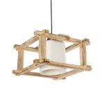 GLOBOSTAR® CUP 203-0053 Vintage Κρεμαστό Φωτιστικό Οροφής με Ντουί 1 x E27 AC 220-240V IP20 - Μπεζ & Λευκό - Μ32 x Π32 x Υ20cm - Image 2