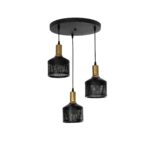 GLOBOSTAR® RADIANT 201-0097 Vintage Κρεμαστό Φωτιστικό Οροφής με Ντουί 3 x E27 AC 220-240V IP20 - Μαύρο & Χρυσό - Μ38 x Π38 x Υ50cm - Image 2