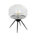 GLOBOSTAR® JAVAN 999-0036 Μοντέρνο Επιτραπέζιο Φωτιστικό Πορτατίφ με Ντουί 1 x E27 AC 220-240V IP20 - Διάφανο & Μαύρο - Μ30 x Π30 x Υ40cm