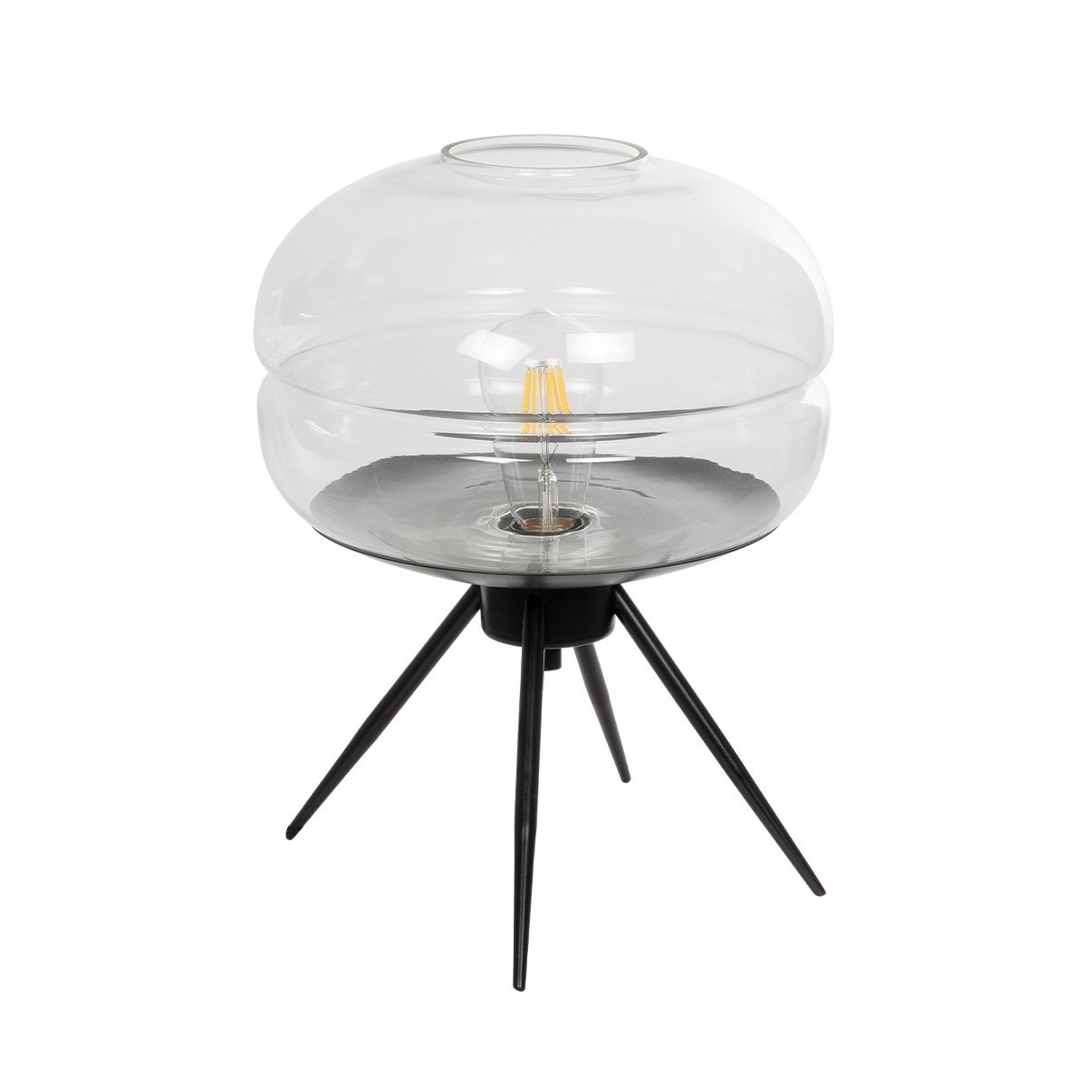 eda768_999_0036_1 GLOBOSTAR® JAVAN 999-0036 Μοντέρνο Επιτραπέζιο Φωτιστικό Πορτατίφ με Ντουί 1 x E27 AC 220-240V IP20 - Διάφανο & Μαύρο - Μ30 x Π30 x Υ40cm - Image 1