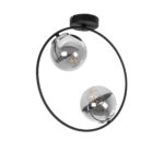 GLOBOSTAR® CITY 202-0040 Μοντέρνο Φωτιστικό Οροφής με Ντουί 2 x E27 AC 220-240V IP20 - Διάφανο & Μαύρο - Μ45 x Π15 x Υ55cm - Image 2