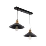 GLOBOSTAR® LUCANA 201-0043 Vintage Κρεμαστό Φωτιστικό Οροφής με Ντουί 2 x E27 AC 220-240V IP20 - Μαύρο & Χρυσό - Μ57 x Π25 x Υ26cm - Image 2