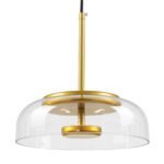 GLOBOSTAR® CHARLOTTE 00742 Μοντέρνο Κρεμαστό Φωτιστικό Οροφής LED 5W 500lm 180° AC 220-240V IP20 Θερμό Λευκό 2700K - Lumileds SMD Chip - Διάφανο & Χρυσό - Μ23 x Π23 x Υ23cm - 2 Χρόνια Εγγύηση - Image 2