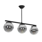 GLOBOSTAR® CITY 202-0043 Μοντέρνο Φωτιστικό Οροφής με Ντουί 3 x E27 AC 220-240V IP20 - Μαύρο & Μαύρο Φιμέ - Μ55 x Π15 x Υ43cm - Image 2