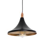 GLOBOSTAR® BELFRY 203-0077 Μοντέρνο Κρεμαστό Φωτιστικό Οροφής με Ντουί 1 x E27 AC 220-240V IP20 - Μαύρο & Χρυσό - Μ29.5 x Π29.5 x Υ22cm - Image 2