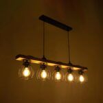 GLOBOSTAR® BARISTA 203-0095 Vintage Κρεμαστό Φωτιστικό Οροφής με Ντουί 5 x E27 AC 220-240V IP20 - Μπεζ & Μαύρο - Μ100 x Π14.5 x Υ26cm - Image 3