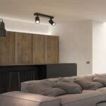 kelvo® SPOTA KLV-101-0136 Κινούμενο Φωτιστικό Σποτ Οροφής για 2 Λάμπες MR16 με Ντουί GU10 AC 220-240V IP20 - Μαύρο Ματ - Μ30 x Π6 x Υ14.5cm