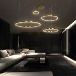 kelvo® VENOM KLV-101-0204 Κρεμαστό Φωτιστικό Οροφής LED 150W 15000lm 120° AC 220-240V IP20 Ρυθμιζόμενο Λευκό CCT με Χειριστήριο από 2700K έως 6000K Dimmable - Lumileds SMD Chip - Χρυσό Πλατίνα - Μ150 x Π90 x Υ60cm - 3 Χρόνια Εγγύηση