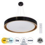 GLOBOSTAR® BARCHETTA 61047 Μοντέρνο Κρεμαστό Φωτιστικό Οροφής LED 72W 8306lm 120° AC 220-240V IP20 Ρυθμιζόμενο Λευκό CCT με Χειριστήριο από 2700K έως 6000K Dimmable - Lumileds SMD Chip - Μαύρο & Χρυσό Ματ - Μ48 x Π48 x Υ8.2cm - 3 Χρόνια Εγγύηση - Image 2