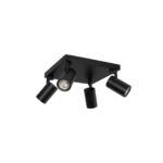 kelvo® SPOTA KLV-101-0146 Κινούμενο Φωτιστικό Σποτ Οροφής για 4 Λάμπες MR16 με Ντουί GU10 AC 220-240V IP20 - Μαύρο Ματ - Μ26 x Π26 x Υ14cm - Image 3