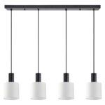 SE21-BL-4-4BL-SH1 ADEPT TUBE Black Pendant White Fabric Shade+