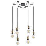 SE21-BR-10-BL6 MAGNUM Bronze Metal Pendant with Black Fabric Cable+