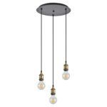 SE21-BR-10-3BL MAGNUM Bronze Metal Pendant with Black Fabric Cable+