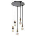 SE21-BR-10-5BL MAGNUM Bronze Metal Pendant with Black Fabric Cable+