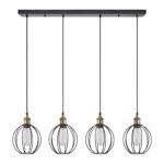 SE21-BR-10-4BL-GR2 MAGNUM Bronze Metal Pendant Black Metal Grid with Black Fabric Cable+