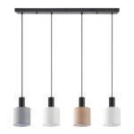 SE21-BL-4-4BL-SH123 ADEPT FLEX Black Pendant White, Grey, Brown Fabric Shade+