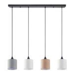 SE21-BL-B10-4BL-SH123 ADEPT FLEX White, Grey, Brown Fabric Shade Pendant+