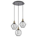 SE21-BR-10-3BL-GR12 MAGNUM FLEX Bronze Metal Pendant Black Metal Grid+