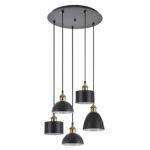 SE21-BR-10-5BL-MS123 MAGNUM FLEX Bronze Metal Pendant Black Metal Shade+