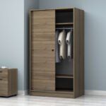 Ντουλάπα ρούχων Regio Megapap δίφυλλη συρόμενη χρώμα καρυδί 100x60x181εκ. - Image 4