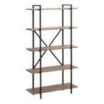 Βιβλιοθήκη Ernesto Megapap χρώμα μαύρο - καπνιστή καρυδιά 90x35,5x160εκ. - Image 3