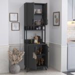 Έπιπλο κουζίνας Sedef Megapap χρώμα ανθρακί 61x40x202,1εκ. - Image 2