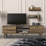 Έπιπλο τηλεόρασης Colin Megapap χρώμα καρυδί 150x29,5x40,6εκ. - Image 3