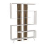 Βιβλιοθήκη Rain Megapap χρώμα λευκό - καρυδί 120x19,5x162εκ. - Image 4