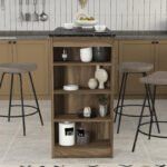 Τραπέζι μπαρ Monaco Megapap χρώμα καρυδί - μαύρο εφέ μαρμάρου 120x51,6x101,8εκ. - Image 3