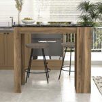 Τραπέζι μπαρ Monaco Megapap χρώμα καρυδί - μαύρο εφέ μαρμάρου 120x51,6x101,8εκ. - Image 4