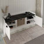 Παπουτσοθήκη Rayne Megapap χρώμα λευκό - μαύρο εφέ μαρμάρου 120x40x45εκ. - Image 2