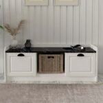 Παπουτσοθήκη Rayne Megapap χρώμα λευκό - μαύρο εφέ μαρμάρου 120x40x45εκ. - Image 3