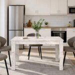 Τραπέζι Darlen Megapap χρώμα λευκό εφέ μαρμάρου 125x72x74εκ. - Image 3