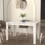 Τραπέζι Darlen Megapap χρώμα λευκό εφέ μαρμάρου 125x72x74εκ. - Image 4