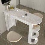 Τραπέζι μπαρ Vigne Megapap χρώμα λευκό εφέ μαρμάρου 150x51,6x101,8εκ. - Image 2