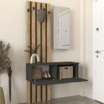 Έπιπλο εισόδου Kanso Megapap χρώμα ανθρακί - sepet oak 100x35x196,7εκ. - Image 2