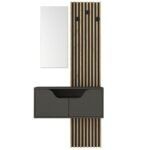 Έπιπλο εισόδου Naro Megapap χρώμα ανθρακί - sepet oak 90x35x204,2εκ. - Image 7