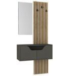 Έπιπλο εισόδου Naro Megapap χρώμα ανθρακί - sepet oak 90x35x204,2εκ. - Image 8