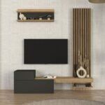 Σύνθεση τηλεόρασης Dumont Megapap χρώμα ανθρακί - sepet oak 180x36,8x200εκ. - Image 4