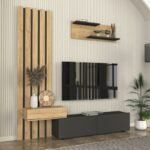 Σύνθεση τηλεόρασης Rosaline Megapap χρώμα ανθρακί - sepet oak 183x31,3x196,9εκ. - Image 6