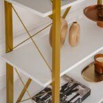 Βιβλιοθήκη Elysian Megapap χρώμα λευκό - χρυσό 90x33,5x180εκ. - Image 3