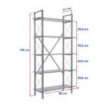 Βιβλιοθήκη Elysian Megapap χρώμα λευκό - χρυσό 90x33,5x180εκ. - Image 5