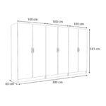 Ντουλάπα ρούχων Victoria Megapap εξάφυλλη χρώμα λευκό 300x60x181εκ. - Image 5